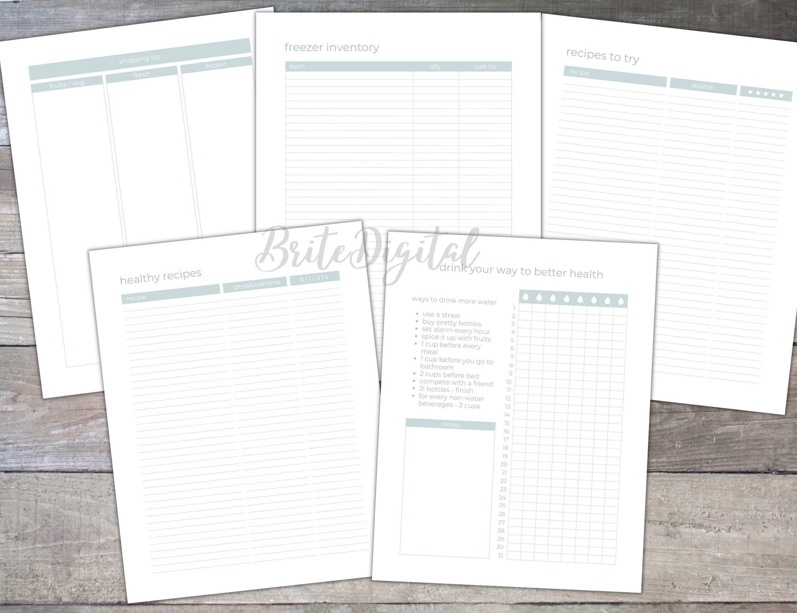 Meal Planner Bundle Instant Download and Print Blue - Etsy