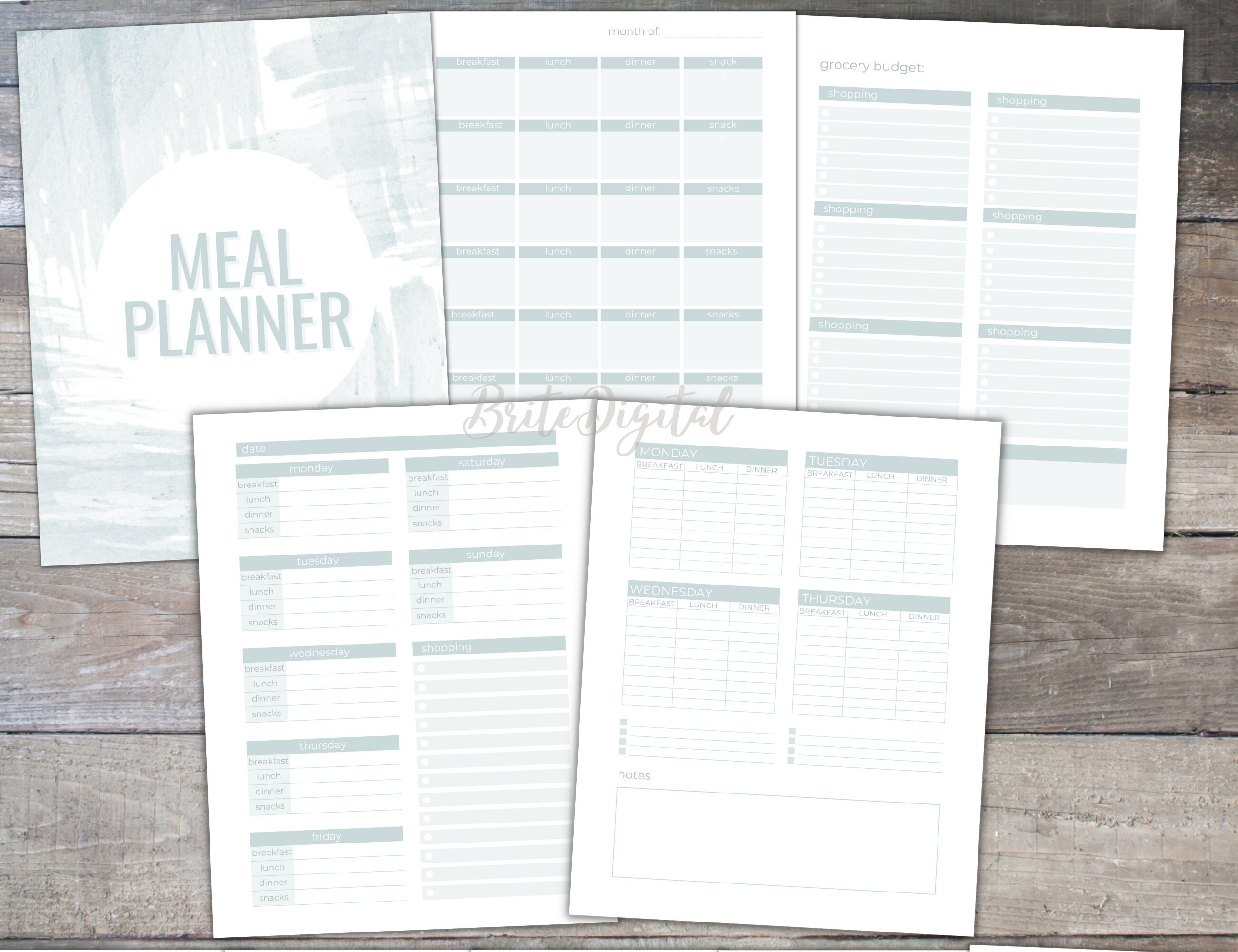 Meal Planner Bundle Instant Download and Print Blue - Etsy