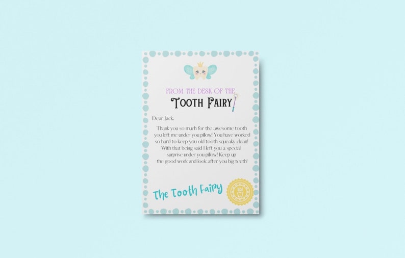 DIGITAL Customizable Tooth Fairy Letter - Instant Download - Etsy
