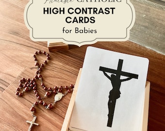 Catholic Baby Montessori High Contrast Cards | Catholic Baby Gift | Baby Shower Gift | Catholic Baptism Gift | Black and White Sensory Cards