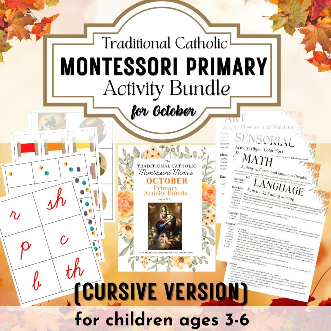 OCTOBER Printable Catholic Montessori Activity Bundle *CURSIVE ...