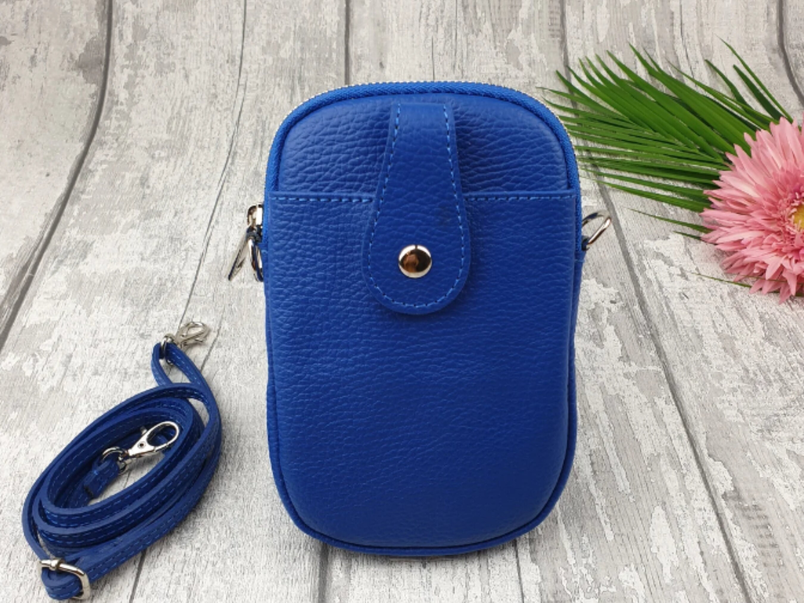 Royal Blue Crossbody Leather Phone Bag/pouch Leather Crossbody Etsy