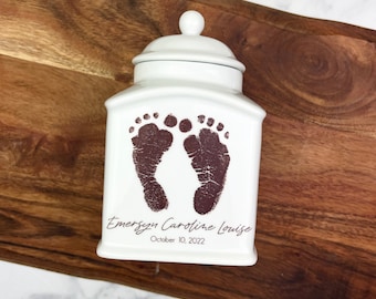 Custom Ceramic Infant Urn: Personalized Footprint Keepsake