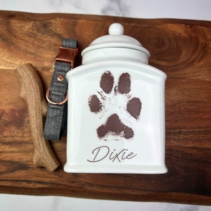 Dog Urn with Paw Print | Personalized Pet Memorial Keepsake