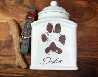 Dog Urn with Paw Print | Personalized Pet Memorial Keepsake