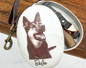 Personalized Pet Urn with Photo Frame: Ceramic Dog/Cat Memorial