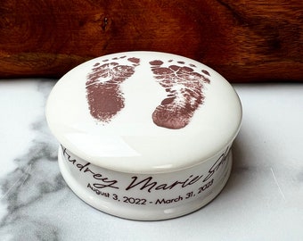 Personalized Infant Urn: Custom Footprint Ceramic Memorial