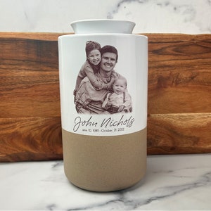 Custom Ceramic Urn with Personalized Photo and Date - A Cherished Tribute