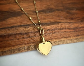 Personalized Gold Cremation Urn Necklace: Memorial Ash Jewelry, Custom Engraving