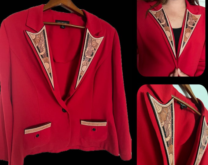 Roter Blazer mit individuellem Leder