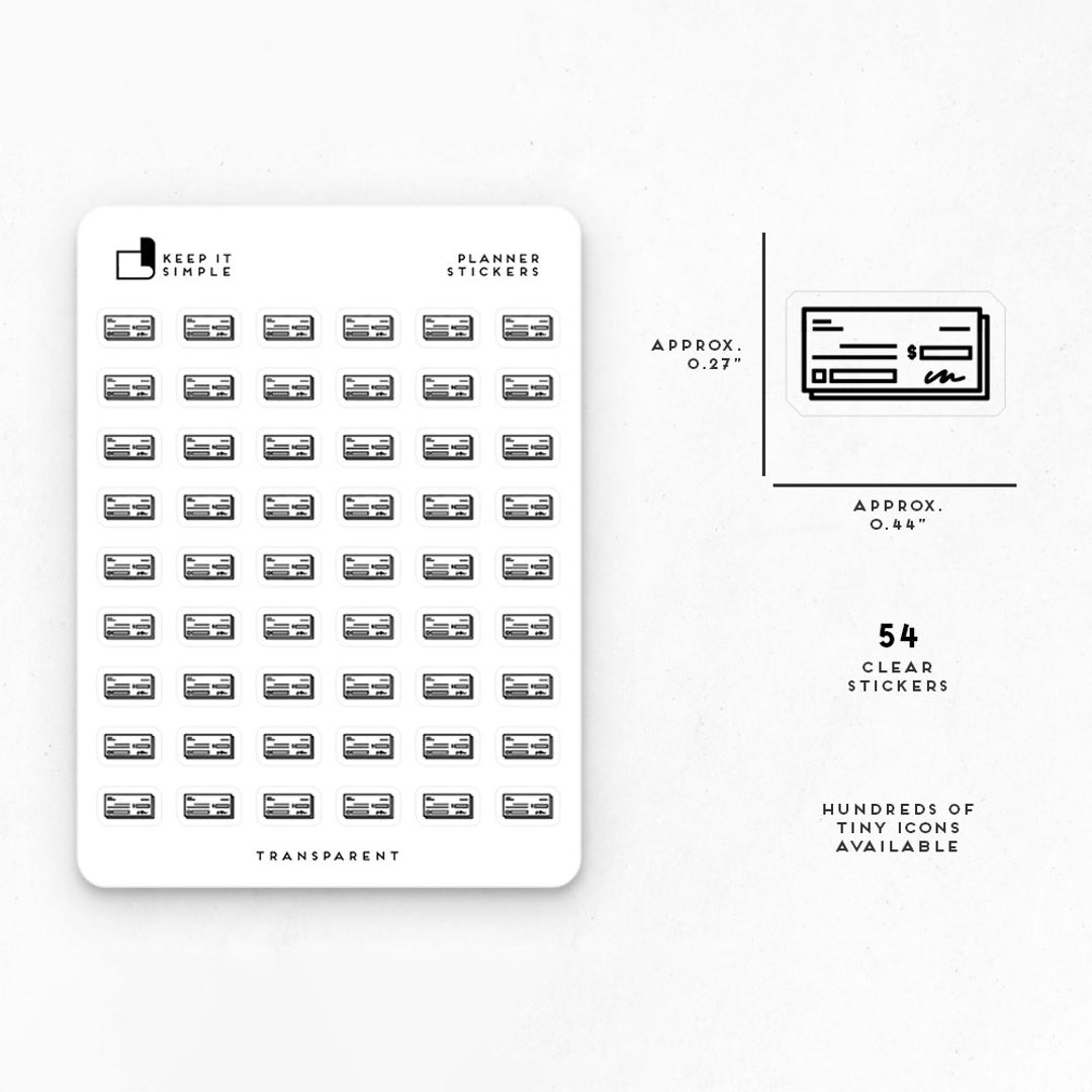 Cashier's Check Planner Stickers. Transparent Planner Stickers. Pay Day