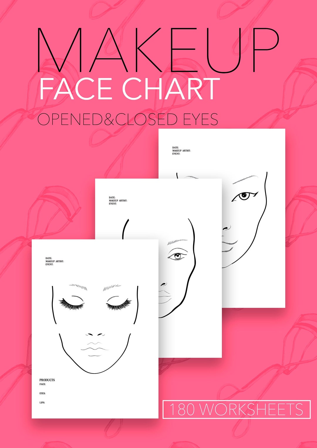Makeup Face Charts & Worksheets for Make up Artists. Etsy