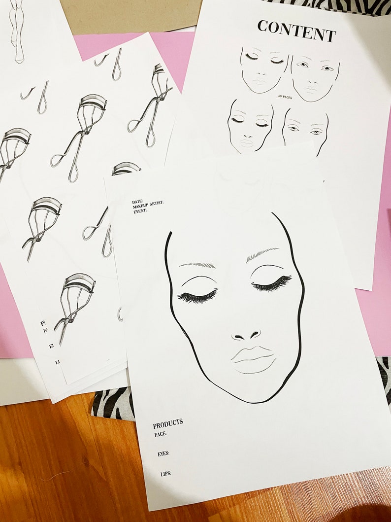 Makeup Face Charts & Worksheets for Make up Artists. Etsy