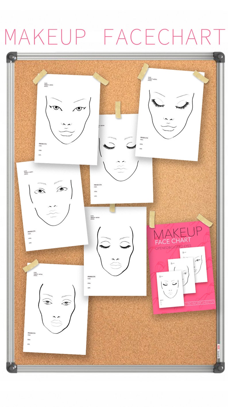 Makeup Face Charts & Worksheets for Make up Artists. Etsy