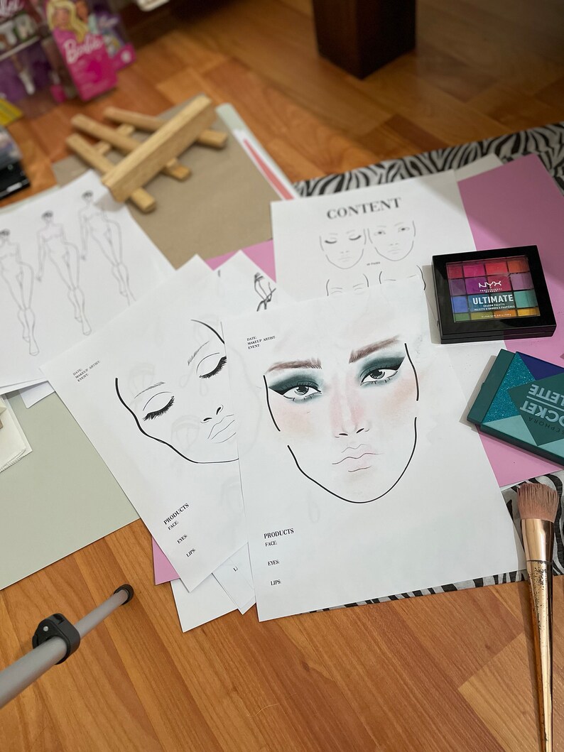 Makeup Face Charts & Worksheets for Make up Artists. Etsy