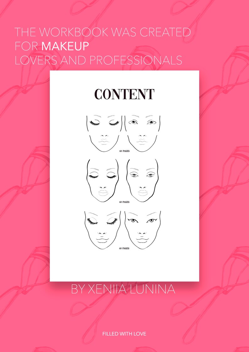 Makeup Face Charts & Worksheets for Make up Artists. Etsy