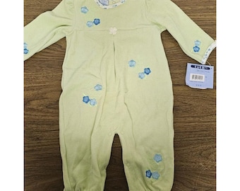 Vintage 90s Carter's Terry Cloth Green Pastel Baby Footless Sleeper 6-9M NWT