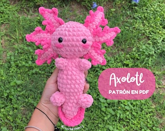 Minecraft Axolotl Pattern | Amigurumi Velvet Axolotl Crochet Pattern [PDF] | SPANISH & ENGLISH | Axolotl Plushie
