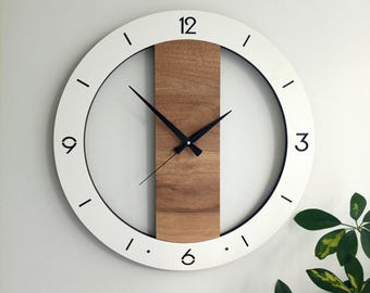Modern Wood Wall Clock, Minimalist Unique Design,Home Decor,Silent,Large Size option