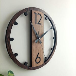 Minimalistisk träklocka för vägg, modern heminredning, stor storlek, tyst, tickande
