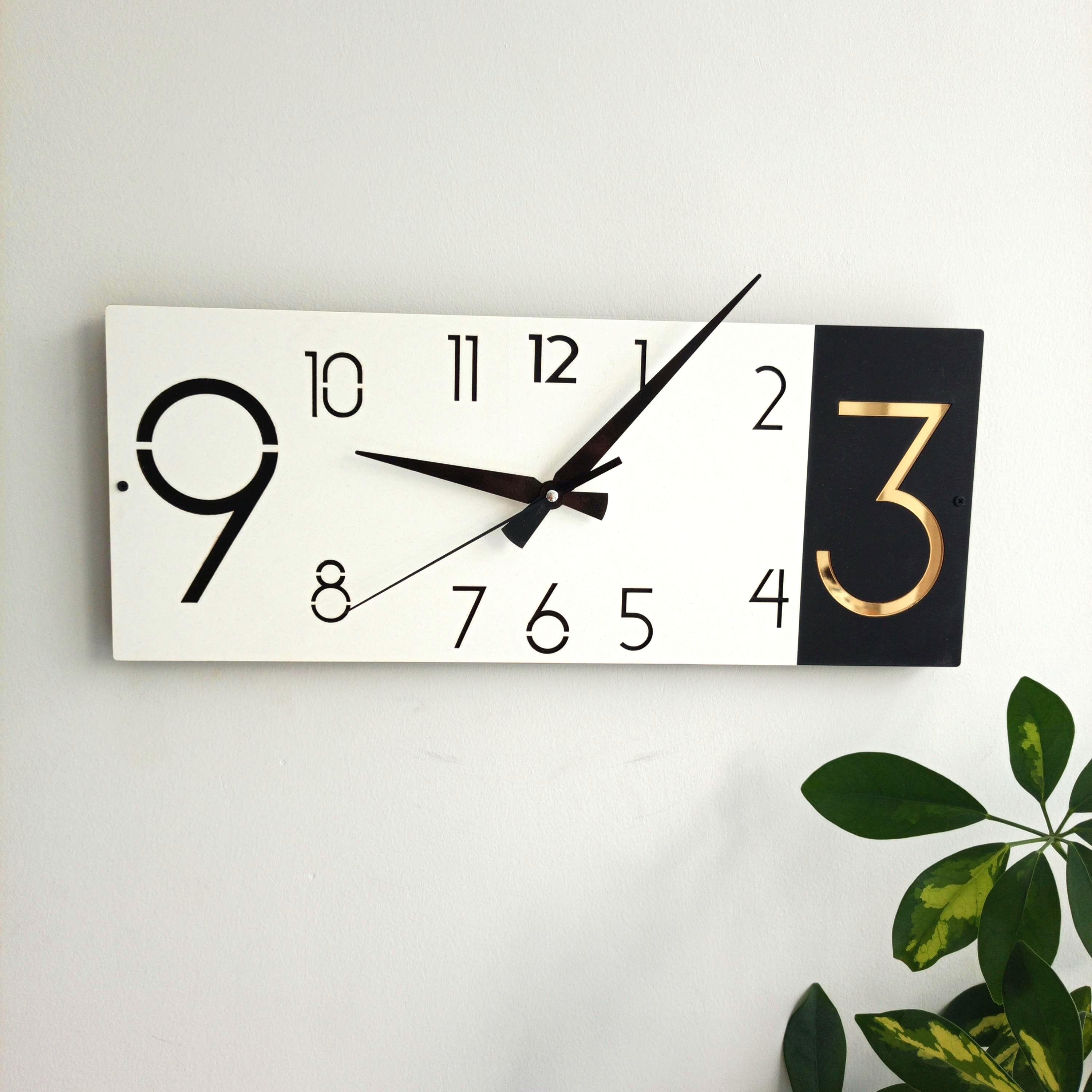 Modern Horizontal Design Wall Clock,rectangle Wooden Decorative Clock ...