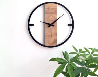 Minimalist Wood Wall Clock, Large Silent Non-Ticking, Modern Home Decor