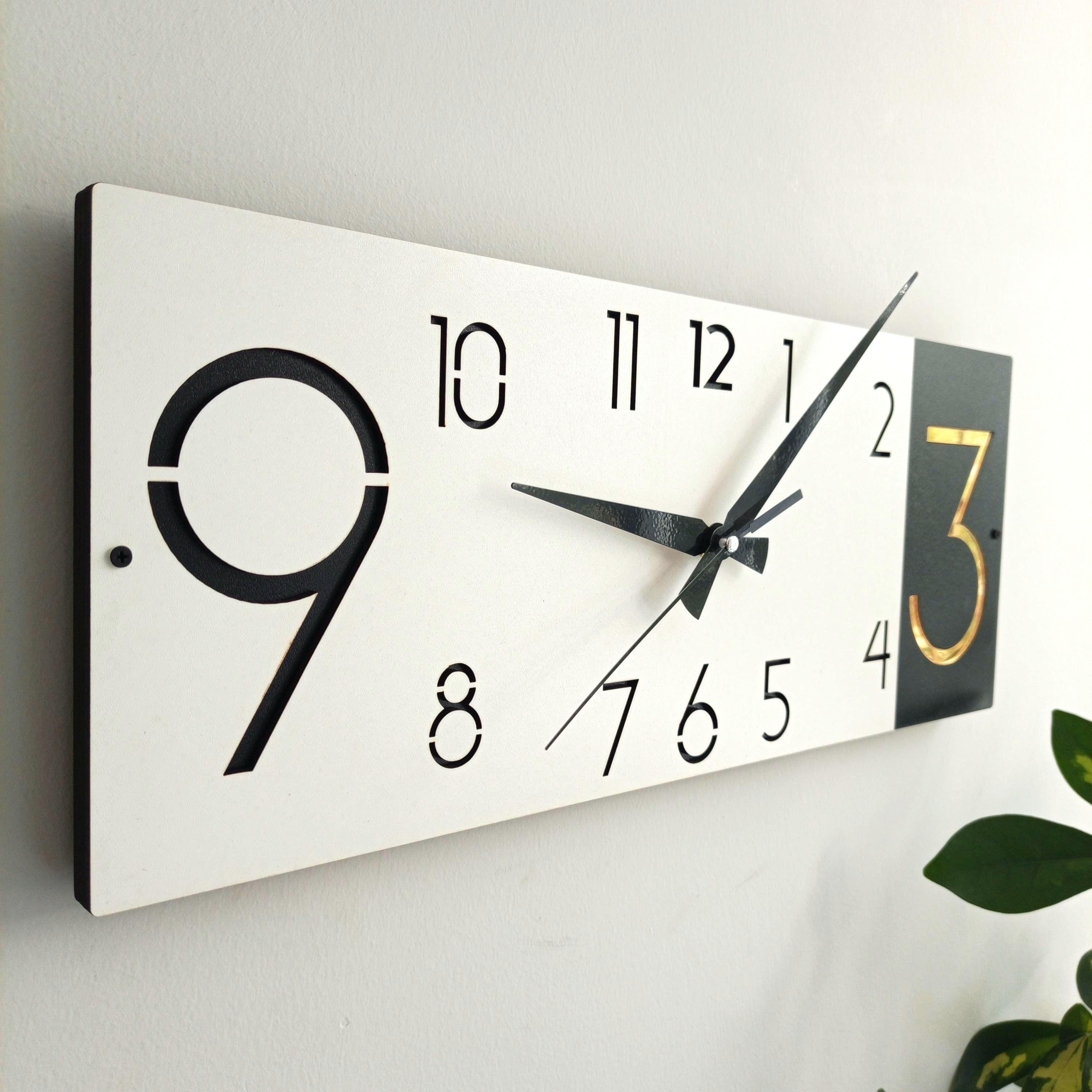 Modern Horizontal Design Wall Clock,rectangle Wooden Decorative Clock ...