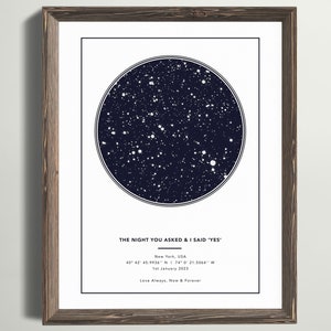 Impressions personnalisées de carte d'étoile, décor d'art de mur de ciel de nuit, idées uniques de cadeau d'anniversaire, cartes faites sur commande d'étoile de mariage, impressions d'art de constellation