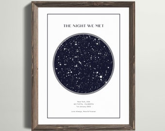Celestial Wall Art Print, Custom Star Map Night, Moon And Stars, Bedroom Decor, Spiritual Gift, Celestial Print