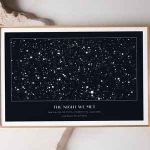 Impression personnalisée de carte d'étoile, nuit où vous êtes né, nouveau cadeau de bébé, étoiles le ciel nocturne, étoiles au-dessus de l'affiche de carte, cadeau d'impression de constellation de mariage