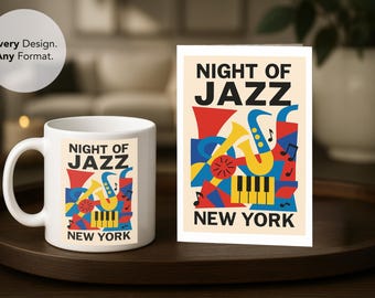 Kitchen Wall Art Print, Jazz Night New York, Mediterranean Art, Dining Room Art, Foodie Gift, Food Illustration