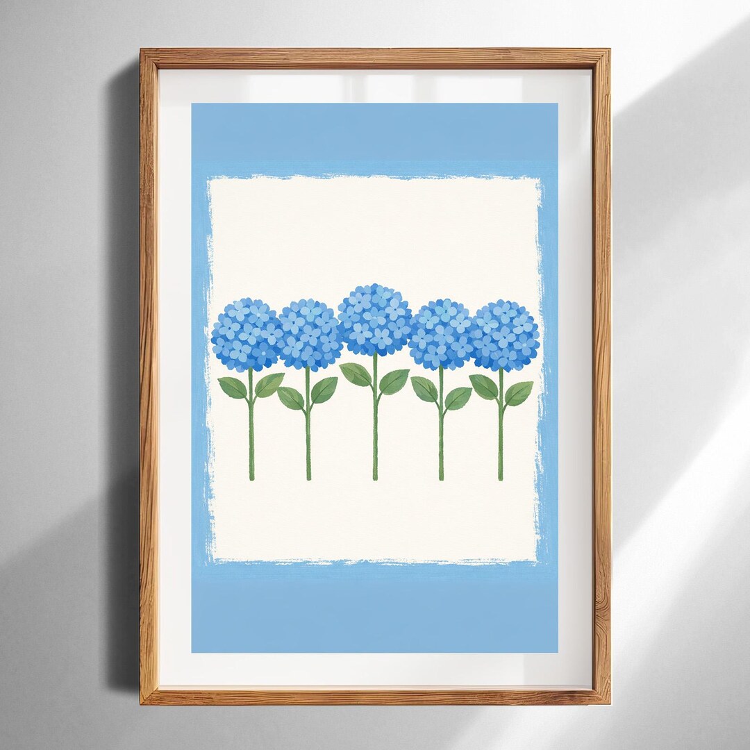 Blue Hydrangea Watercolor Wall Art Printable Digital Download for ...