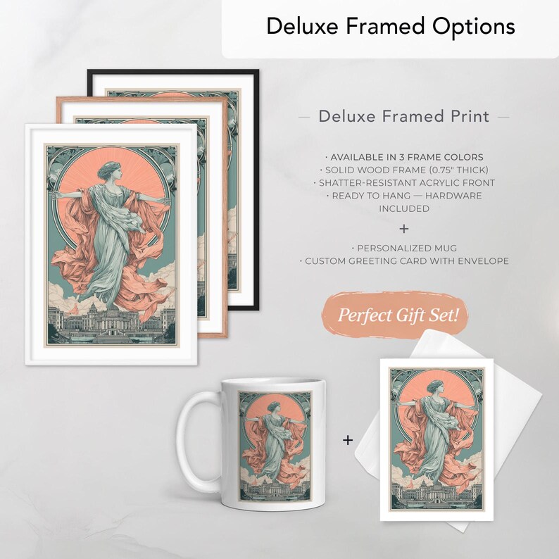 Art Nouveau Goddess Wall Art Print Elegant Vintage Greek Statue Home ...