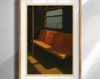 Städtische U-Bahn Interior Ölgemälde Druck Wandkunst minimalistisches modernes Wohnkultur Abstraktes Stadtbild digitaler Download druckbares ungerahmtes Poster