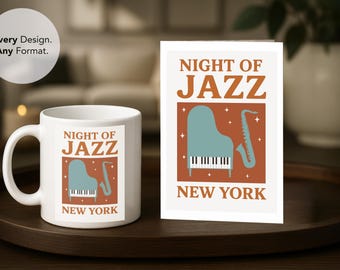 Night of Jazz Mug and Art Print Set, Vintage Music Design
