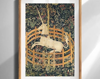 Mittelalterlicher Einhorn-Tapisserie-Druck für das Haus, Dekoration für Wohnzimmer, Schlafzimmer, Kinderzimmer