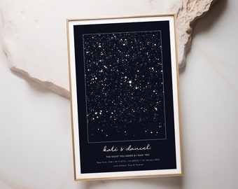 Celestial Wall Art Print, Custom Star Map Night, Moon And Stars, Bedroom Decor, Spiritual Gift, Celestial Print