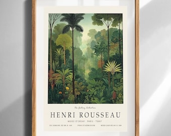 Henri Rousseau Dschungel Kunstdruck Vintage botanisches Plakat für Wanddekor Museumsstil Französische Landschaftsmalerei Digitaler Download Wohnkultur
