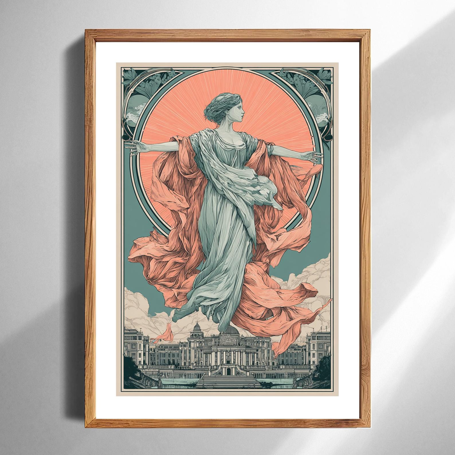 Art Nouveau Goddess Wall Art Print Elegant Vintage Greek Statue Home ...