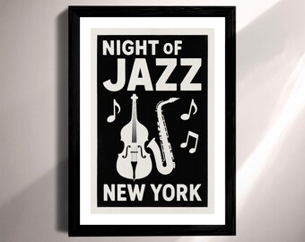 Night of Jazz, New York Art Print | Vintage Music Poster (Print and Digital)