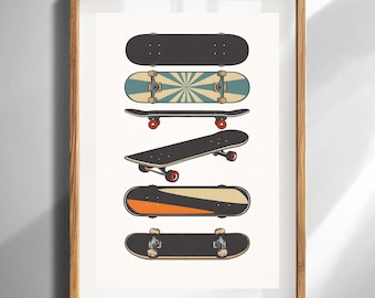 Minimalistisches Skateboard Wand Kunst Druck Modernes Skateboard Illustration Poster für Teen Zimmer Home Dekor Skate Shop Geschenk Digitaldruck