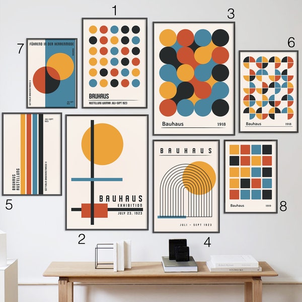 Affiches Bauhaus style vintage | 50, 70, 100cm papier 135g | Reproductions Art mural Moderne Architecture Abstrait