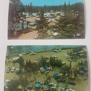 Lot de 2 cartes postales de camping vintage du Québec non écrites "Camping dans la Belle Province"