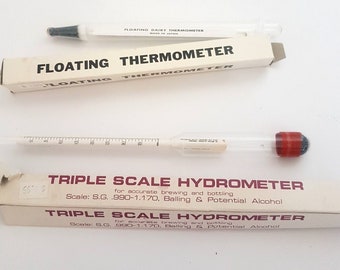 Lot of Triple Scale Hydrometer and Floating Dairy Thermometer Made in Japan Lot