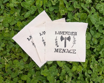 Lavender Menace - hand printed sew-on patch