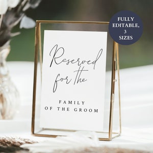 Editable Reserved Table Sign Template Simple Wedding Sign Etsy Editable Reserved Table Sign Template Simple Wedding Sign Etsy