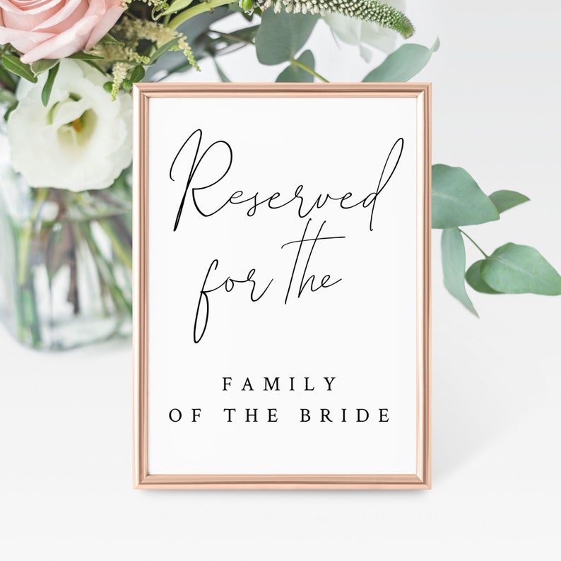 Editable Reserved Table Sign Template Simple Wedding Sign Etsy