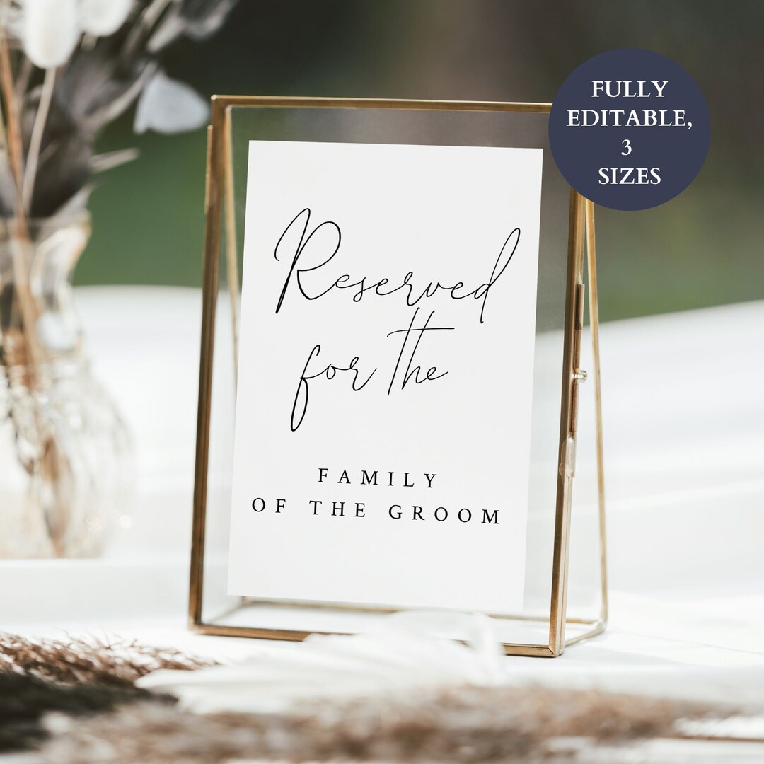 Editable Reserved Table Sign Template Simple Wedding Sign Etsy Editable Reserved Table Sign Template Simple Wedding Sign Etsy