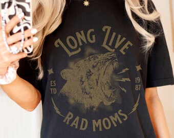 Rad Moms Comfort Colors Tshirt Mom Apparel Mothers Day Gift Vintage Inspired Cotton Tshirt Badass Mama Cool Moms Club Trendy Mom Tee