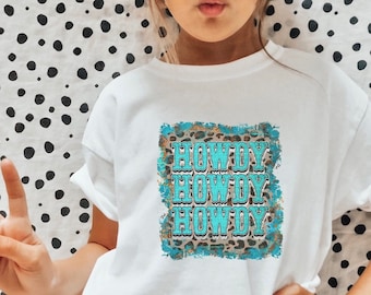 Youth Howdy Shirt, Cowgirl Farm Sayings, Western Tee, Little Girls Western Outfit, Little Girls Western Show Shirt, Western Toddler Shirt